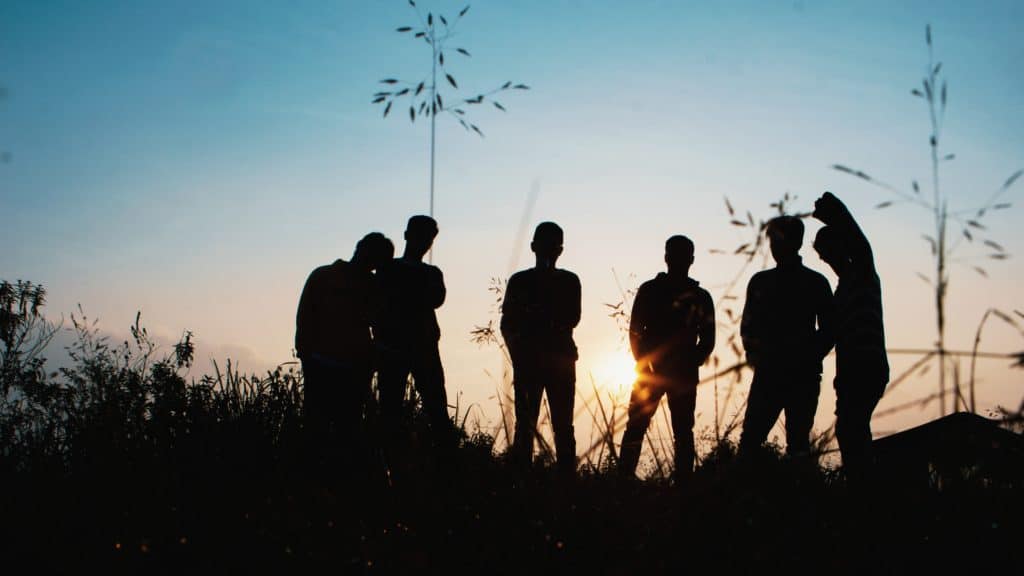 silhouette of group of people